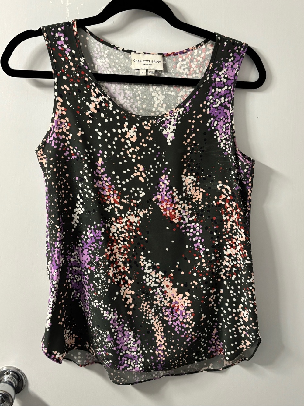 Charlotte Brody Dot Print Sleeveless Camisole size small - Fabric damage